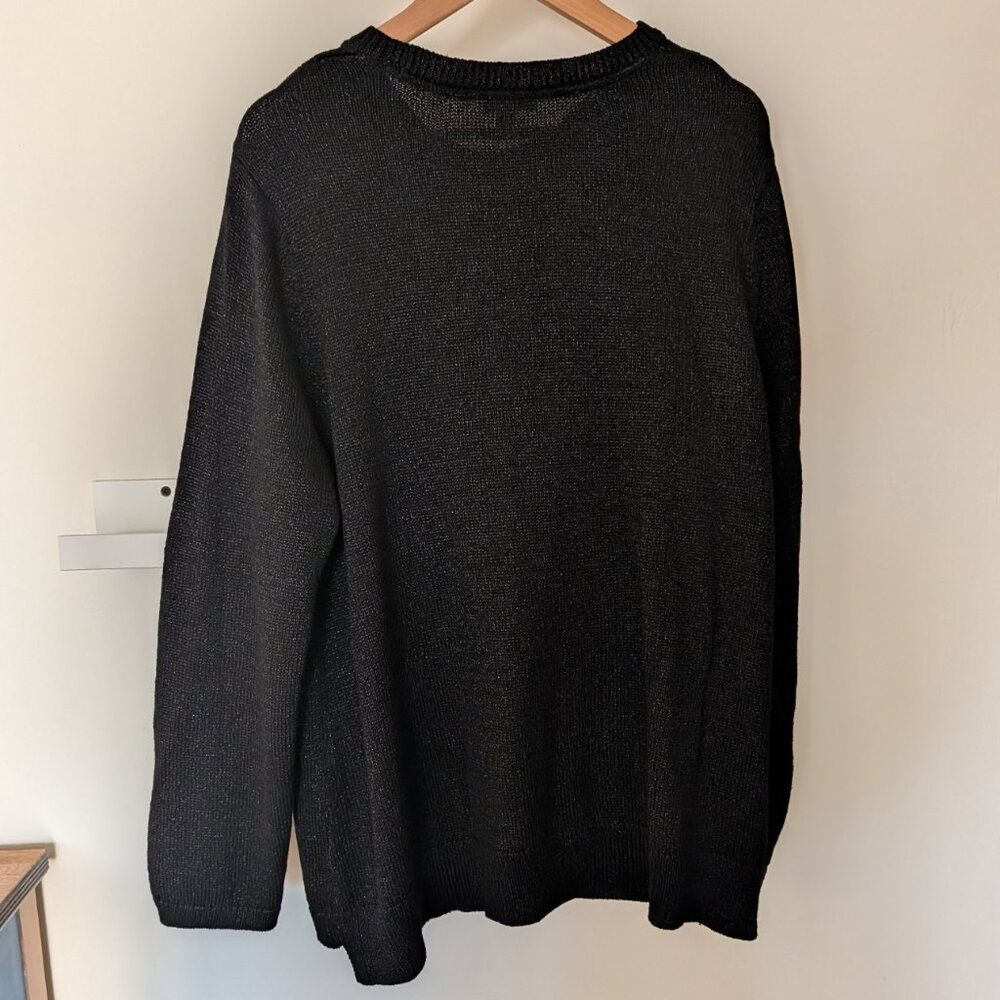 J. Jill Metallic Black Festive Midweight Pullover Sweater Rayon Cotton Blend XL - Picture 2 of 6